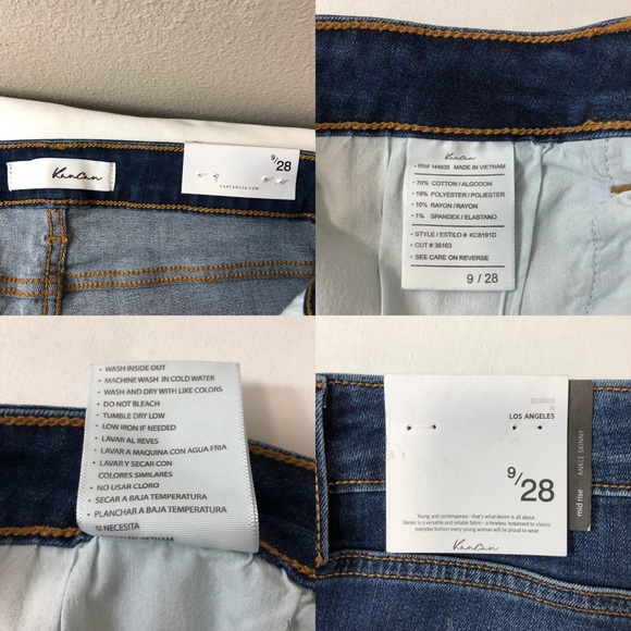 KanCan Stretchy Mid Rise Distress Ripped Leopard Patch Ankle Skinny Blue Jean 28 - Picture 10 of 15